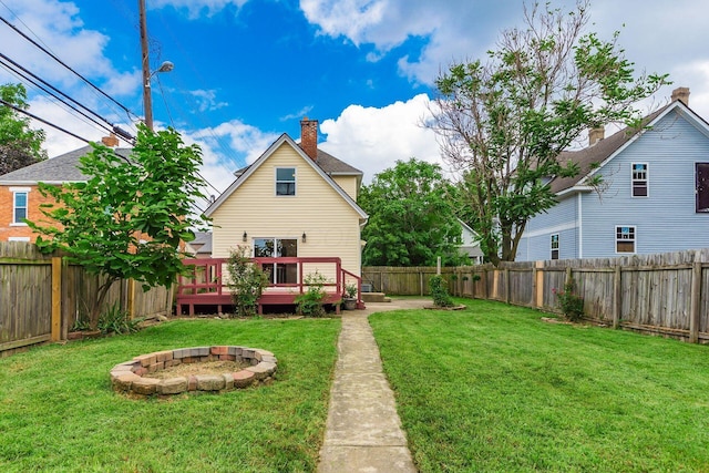 471 Southwood Ave, Columbus, OH 43207 - back of house featuring an outdoor fire pit and a wooden deck