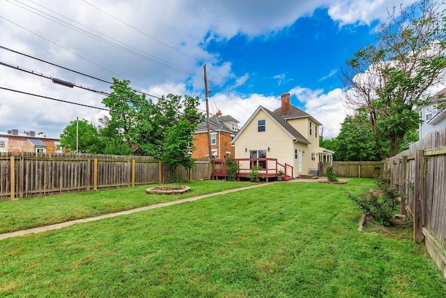 471 Southwood Ave, Columbus, OH 43207 - view of yard featuring a wooden deck and an outdoor fire pit