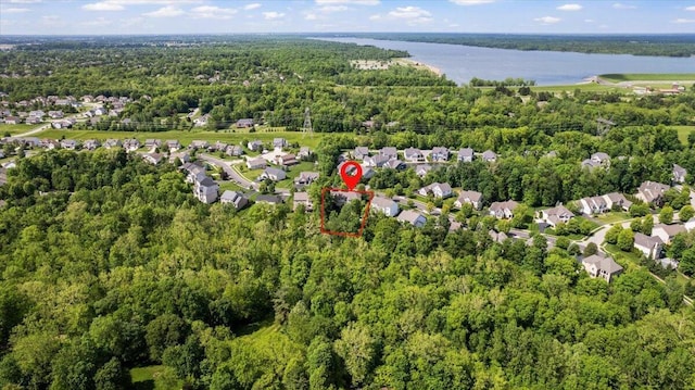 3144 Abbey Knoll Dr, Lewis Center, OH 43035 - view of property location with a heavily wooded area, a large body of water, and nearby suburban area