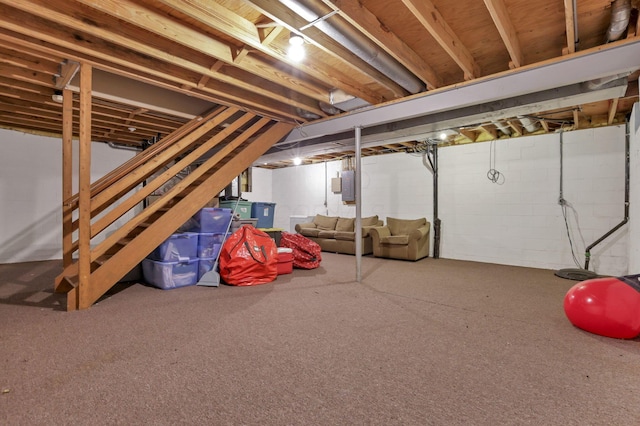 6792 Makady Rd, Canal Winchester, OH 43110 - unfinished basement with electric panel and stairway