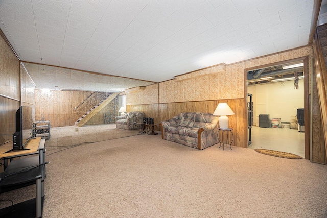 2349 Hardesty Dr N Unit B9, Columbus, OH 43204 - finished below grade area featuring wooden walls, stairway, and carpet flooring