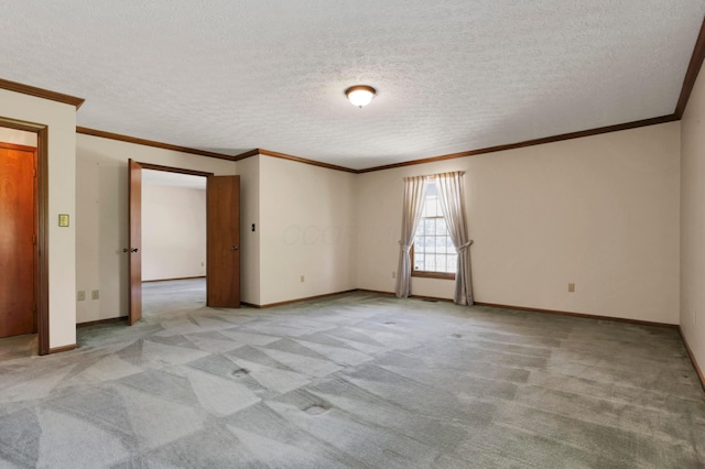 3171 Orders Rd, Grove City, OH 43123 - empty room featuring light carpet, crown molding, a textured ceiling, and baseboards