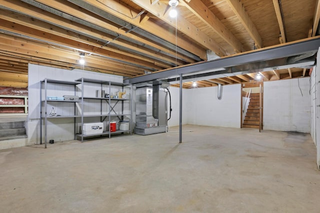 3171 Orders Rd, Grove City, OH 43123 - unfinished basement featuring stairway and heating unit