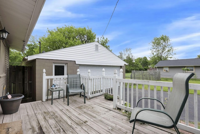 402 W St, Groveport, OH 43125 - wooden deck featuring an outbuilding
