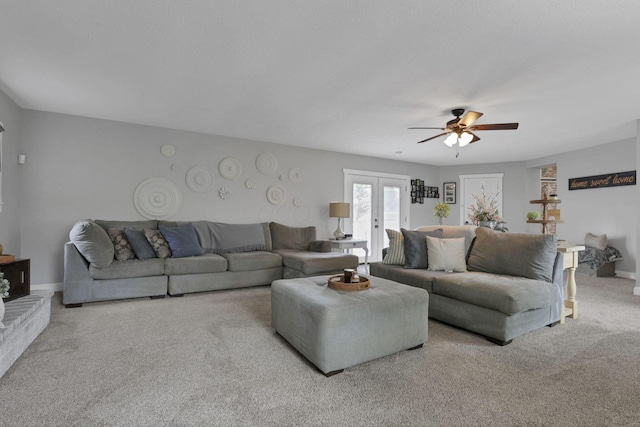 402 W St, Groveport, OH 43125 - carpeted living area with ceiling fan and baseboards