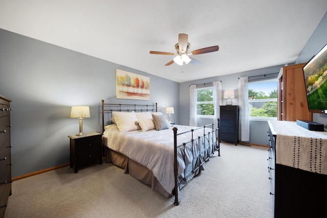 1055 Arcaro Dr, Columbus, OH 43230 - bedroom featuring light carpet, baseboards, and ceiling fan