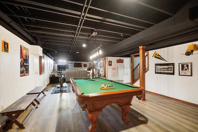 401 Warrenpoint Ln, Pataskala, OH 43062 - recreation room with wood finished floors, billiards, and baseboards