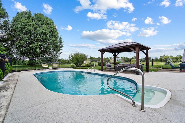 401 Warrenpoint Ln, Pataskala, OH 43062 - view of swimming pool with an outdoor hangout area, a patio area, and a gazebo