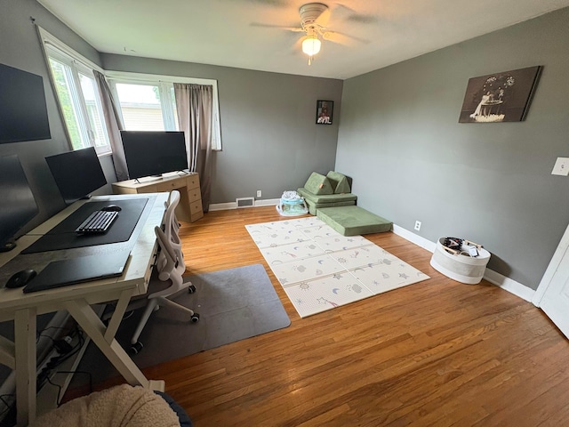 2010 S Main St, Findlay, OH 45840 - office area featuring ceiling fan, light wood-style floors, and baseboards