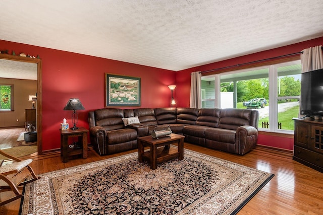 8263 Bennington Chapel Rd, Centerburg, OH 43011 - living area with a textured ceiling and wood finished floors