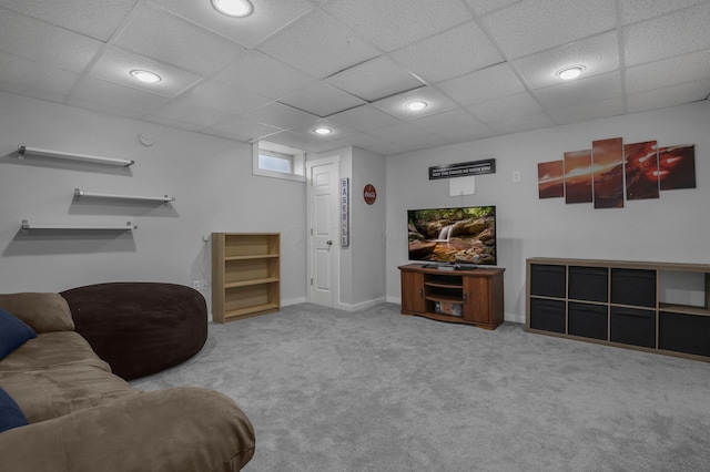 2016 Sondra Ln, Grove City, OH 43123 - carpeted living room featuring recessed lighting, baseboards, and a drop ceiling