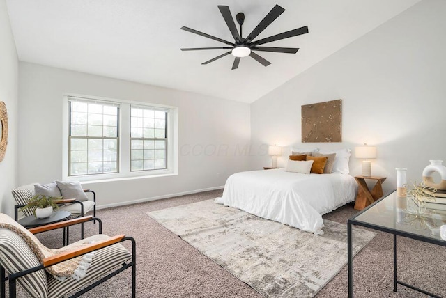 6377 Dietz Dr, Canal Winchester, OH 43110 - bedroom with carpet floors, lofted ceiling, baseboards, and ceiling fan