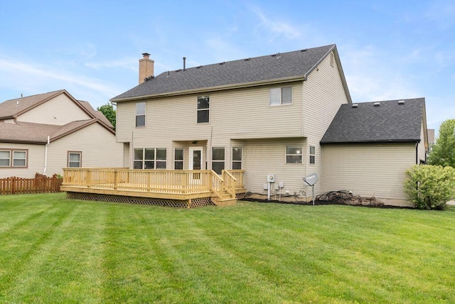 6377 Dietz Dr, Canal Winchester, OH 43110 - back of property with a deck, a chimney, and a shingled roof