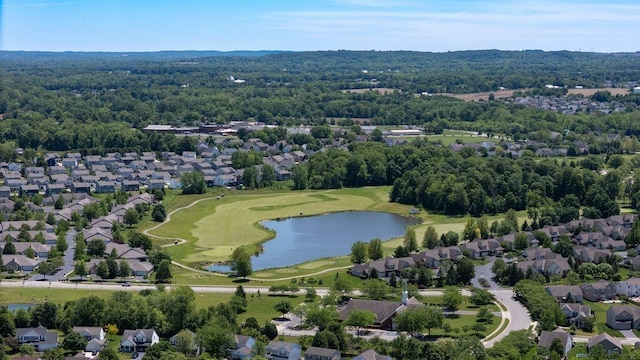 6377 Dietz Dr, Canal Winchester, OH 43110 - aerial perspective of suburban area featuring a nearby body of water, a golf course, and a heavily wooded area