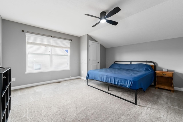 6458 Tallman Ct, Canal Winchester, OH 43110 - carpeted bedroom featuring baseboards, vaulted ceiling, and a ceiling fan