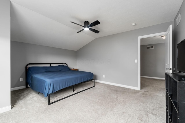 6458 Tallman Ct, Canal Winchester, OH 43110 - bedroom featuring carpet, baseboards, lofted ceiling, and a ceiling fan