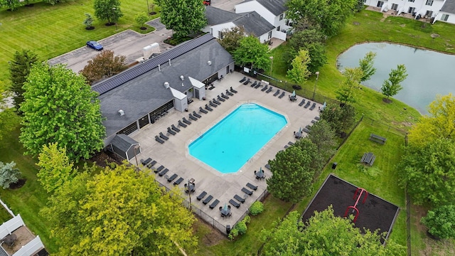 1994 Hoadley Dr Unit 7C, Columbus, OH 43228 - drone / aerial view of a pool area and a large body of water