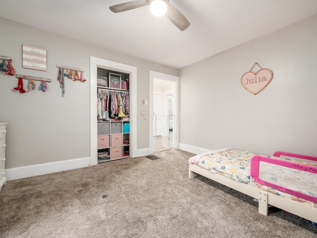 154 Montgomery Blvd, New Concord, OH 43762 - bedroom featuring carpet floors, baseboards, and a ceiling fan