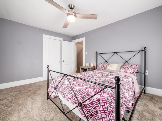 154 Montgomery Blvd, New Concord, OH 43762 - bedroom with carpet floors, baseboards, and ceiling fan
