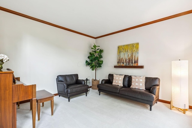1229 Whispering Meadow Ct, New Albany, OH 43054 - living room featuring ornamental molding and light colored carpet
