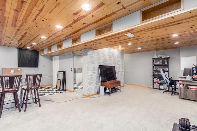 2535 Linbaugh Rd, Grove City, OH 43123 - interior space featuring a desk, recessed lighting, wood ceiling, and baseboards