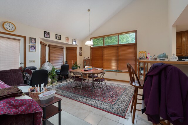7415 Sand Spurrey Ct, Westerville, OH 43082 - dining room with high vaulted ceiling and light tile patterned flooring