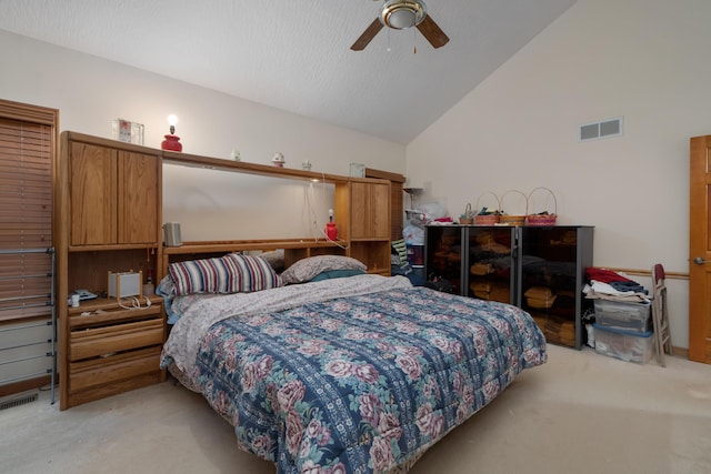 7415 Sand Spurrey Ct, Westerville, OH 43082 - bedroom featuring carpet, lofted ceiling, and a ceiling fan