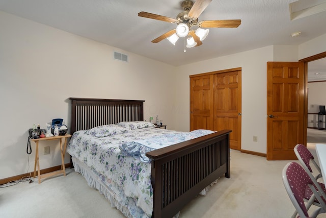 7415 Sand Spurrey Ct, Westerville, OH 43082 - bedroom featuring light carpet, baseboards, and a ceiling fan
