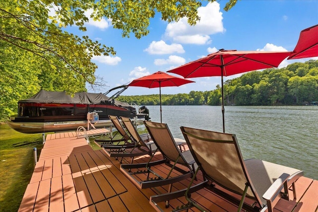 653 Natchez Ln, Sugar Grove, OH 43155 - dock area featuring boat lift, a water view, and a forest view