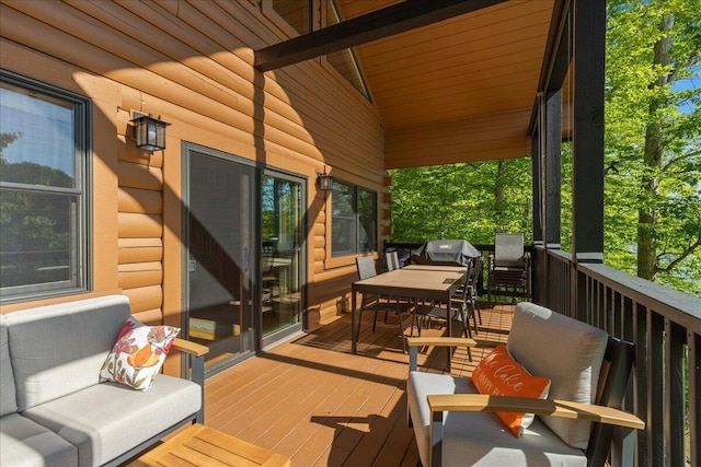 653 Natchez Ln, Sugar Grove, OH 43155 - deck with outdoor dining space and a grill