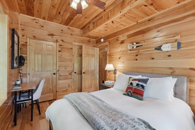 653 Natchez Ln, Sugar Grove, OH 43155 - bedroom with wood walls, wooden ceiling, and wood finished floors
