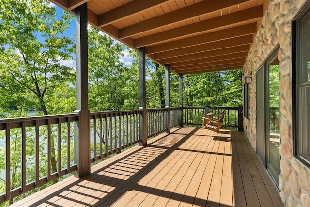 653 Natchez Ln, Sugar Grove, OH 43155 - wooden deck featuring view of wooded area