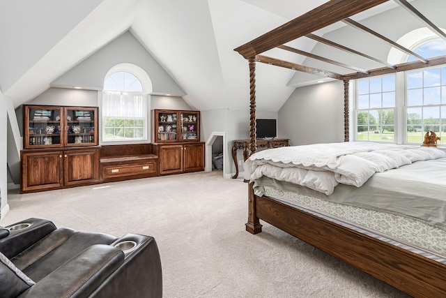 5360 Smothers Rd, Westerville, OH 43081 - bedroom featuring light carpet and lofted ceiling