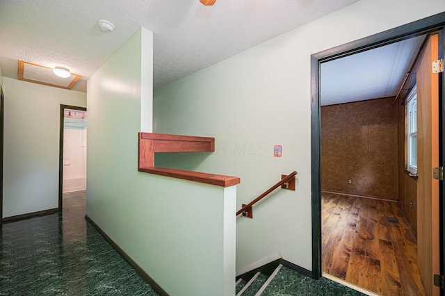 1959 Chapel Creek Rd, Chillicothe, OH 45601 - hallway featuring an upstairs landing, baseboards, and a textured ceiling