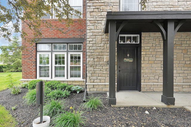 6222 Inishmore Ln, Dublin, OH 43017 - property entrance featuring brick siding