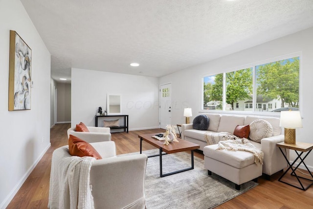215 Stockbridge Rd, Columbus, OH 43207 - living area featuring wood finished floors, a textured ceiling, baseboards, and recessed lighting