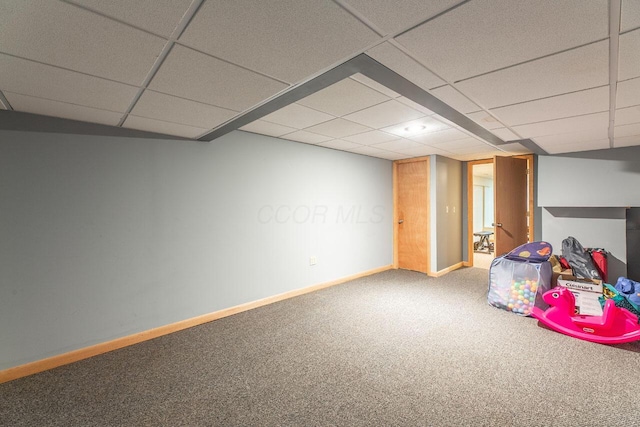 2643 Westrock Dr, Hilliard, OH 43026 - finished basement featuring carpet floors, baseboards, and a paneled ceiling