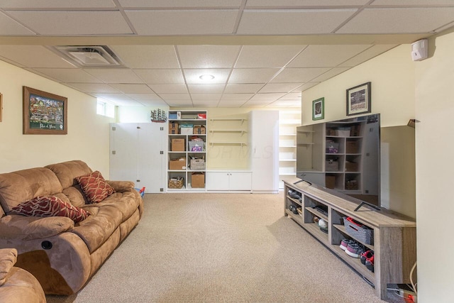 2643 Westrock Dr, Hilliard, OH 43026 - carpeted living room with a drop ceiling