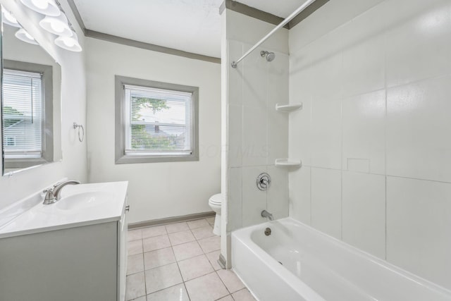 112 S Cypress Ave, Columbus, OH 43222 - full bath with vanity, toilet, tile patterned flooring, shower / bath combination, and baseboards