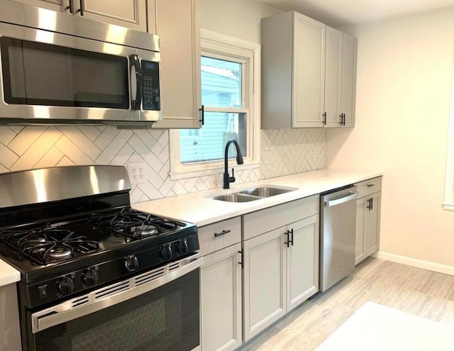 3434 Kenlawn St, Columbus, OH 43224 - kitchen with stainless steel appliances, a sink, light countertops, tasteful backsplash, and light wood finished floors