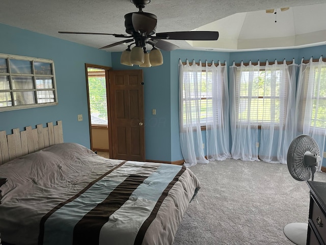350 S Houston Pike, South Vienna, OH 45369 - carpeted bedroom featuring a textured ceiling, multiple windows, and ceiling fan