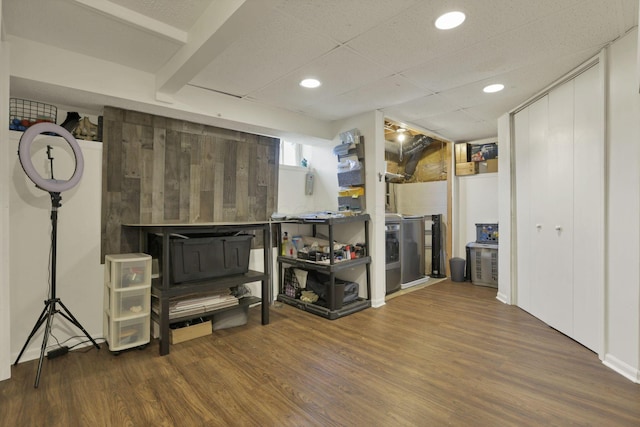 7400 Olympic Club Ct, Pickerington, OH 43147 - basement with wood finished floors and recessed lighting