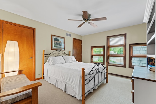 5518 Aryshire Ct, Dublin, OH 43017 - bedroom featuring light carpet, baseboards, and ceiling fan