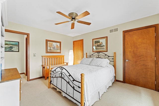 5518 Aryshire Ct, Dublin, OH 43017 - bedroom featuring light carpet, baseboards, and ceiling fan