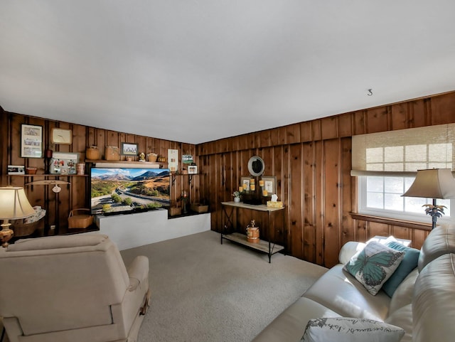 954 Circle Dr, Circleville, OH 43113 - carpeted living room with wooden walls
