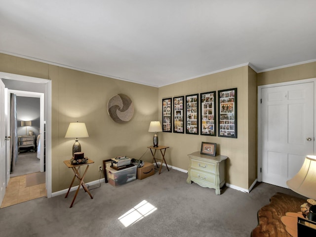 954 Circle Dr, Circleville, OH 43113 - sitting room with carpet flooring and ornamental molding