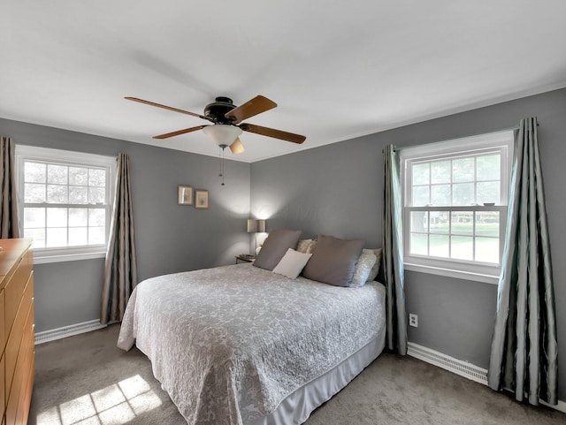 954 Circle Dr, Circleville, OH 43113 - bedroom with carpet flooring, multiple windows, and ceiling fan