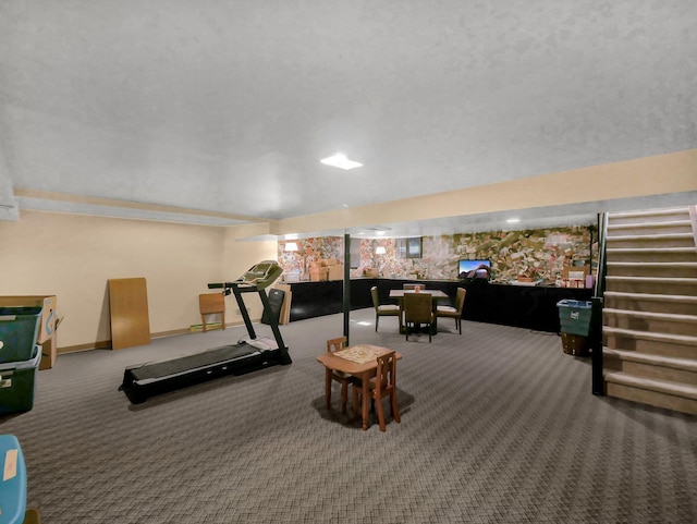 954 Circle Dr, Circleville, OH 43113 - workout room featuring carpet floors and baseboards