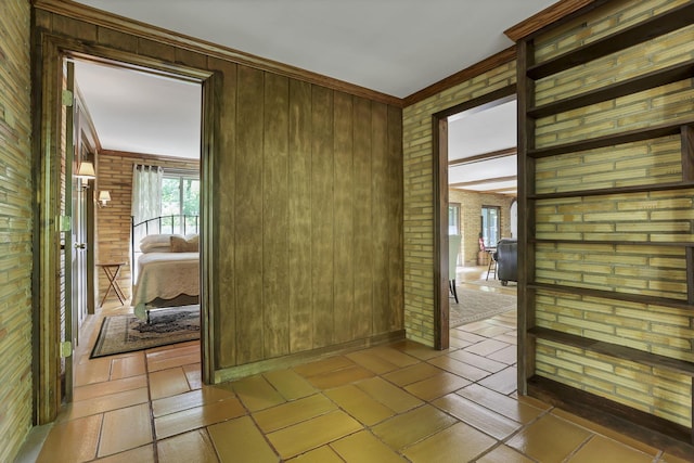 13115 Jack Run Rd, Rockbridge, OH 43149 - hallway featuring wooden walls and crown molding