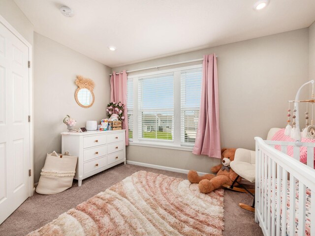 4783 Nieles Edge Dr, Columbus, OH 43232 - bedroom with carpet, recessed lighting, a crib, and baseboards